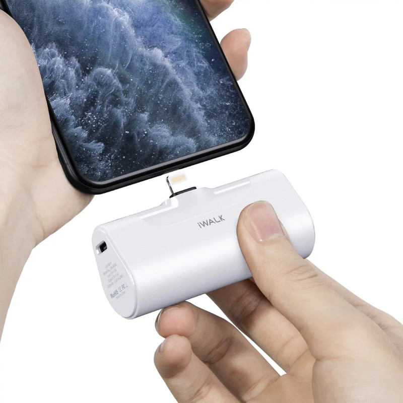 iWalk 4500mAh Portable Charger USB Lightning Battery Pack - White - مزود طاقة
